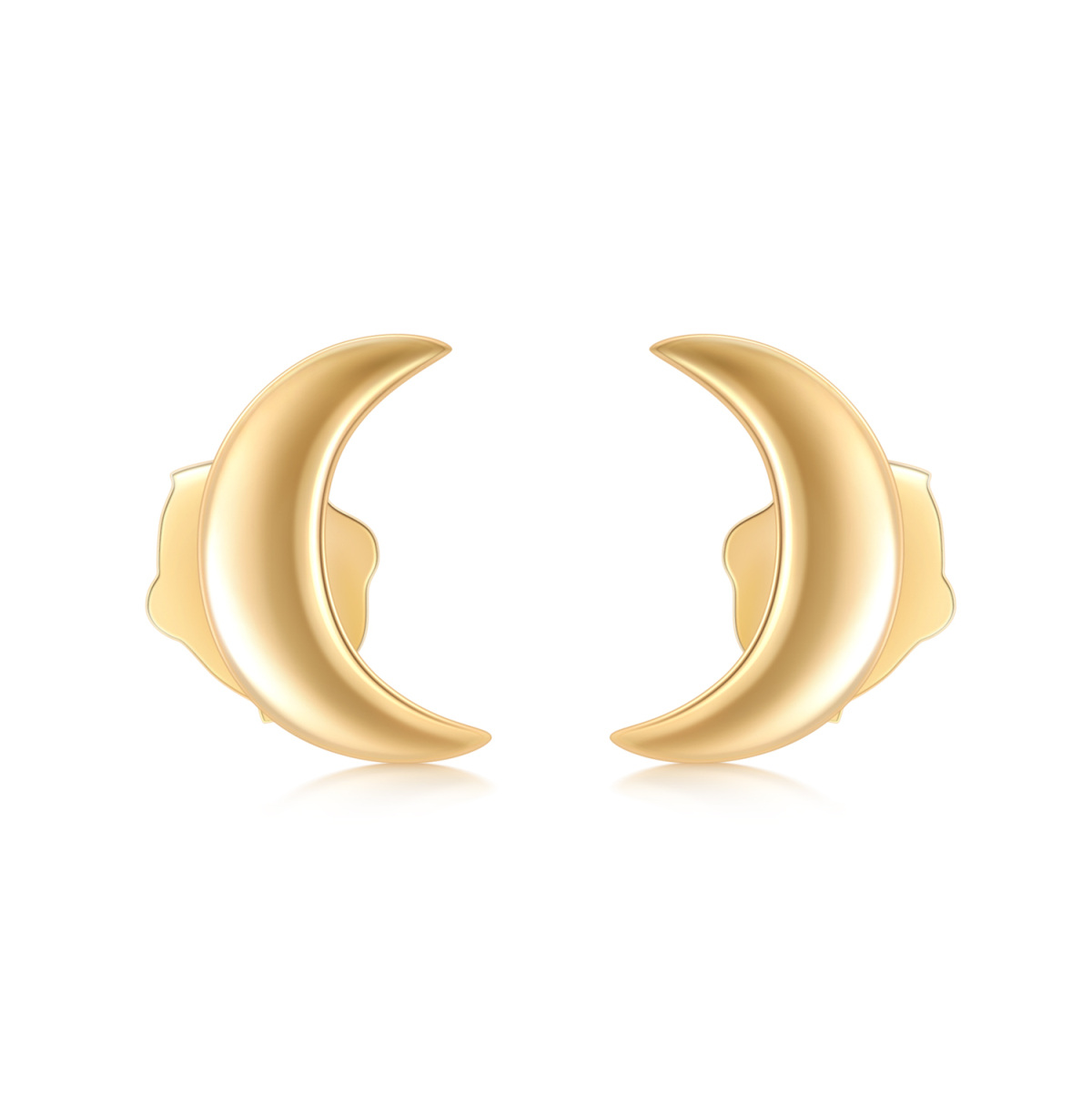 18K Gold Moon Stud Earrings-1