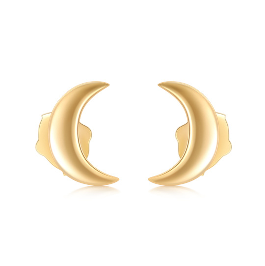 10K Gold Moon Stud Earrings