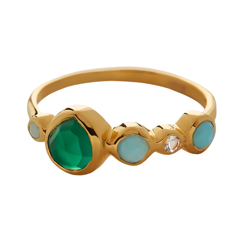 Pierścień z 18-karatowego złota z wieloma kamieniami szlachetnymi-1