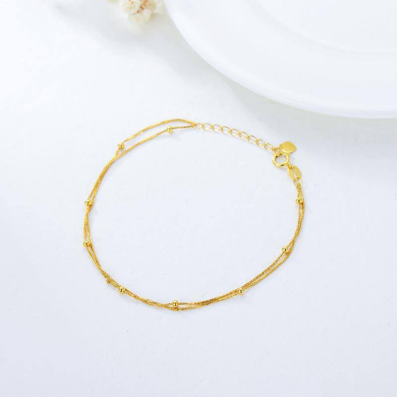 18K Gold Multi-layered Chain Anklet-3