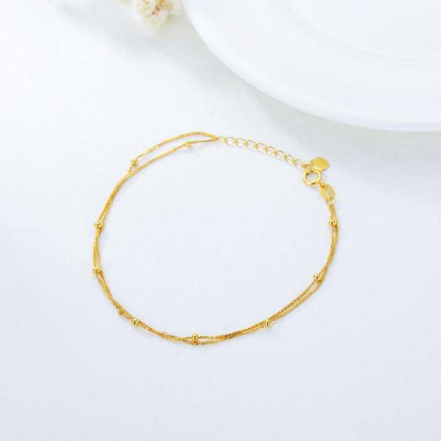 Bracelet de cheville en or 18K à chaînes multicouches-3