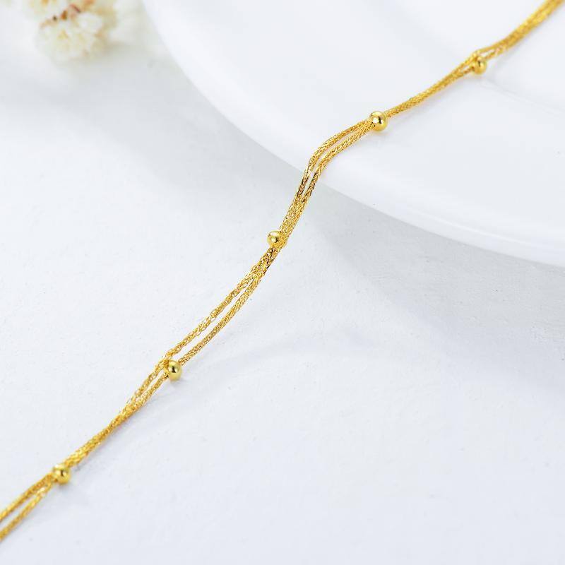 14K Gold Multi-layered Chain Anklet-4