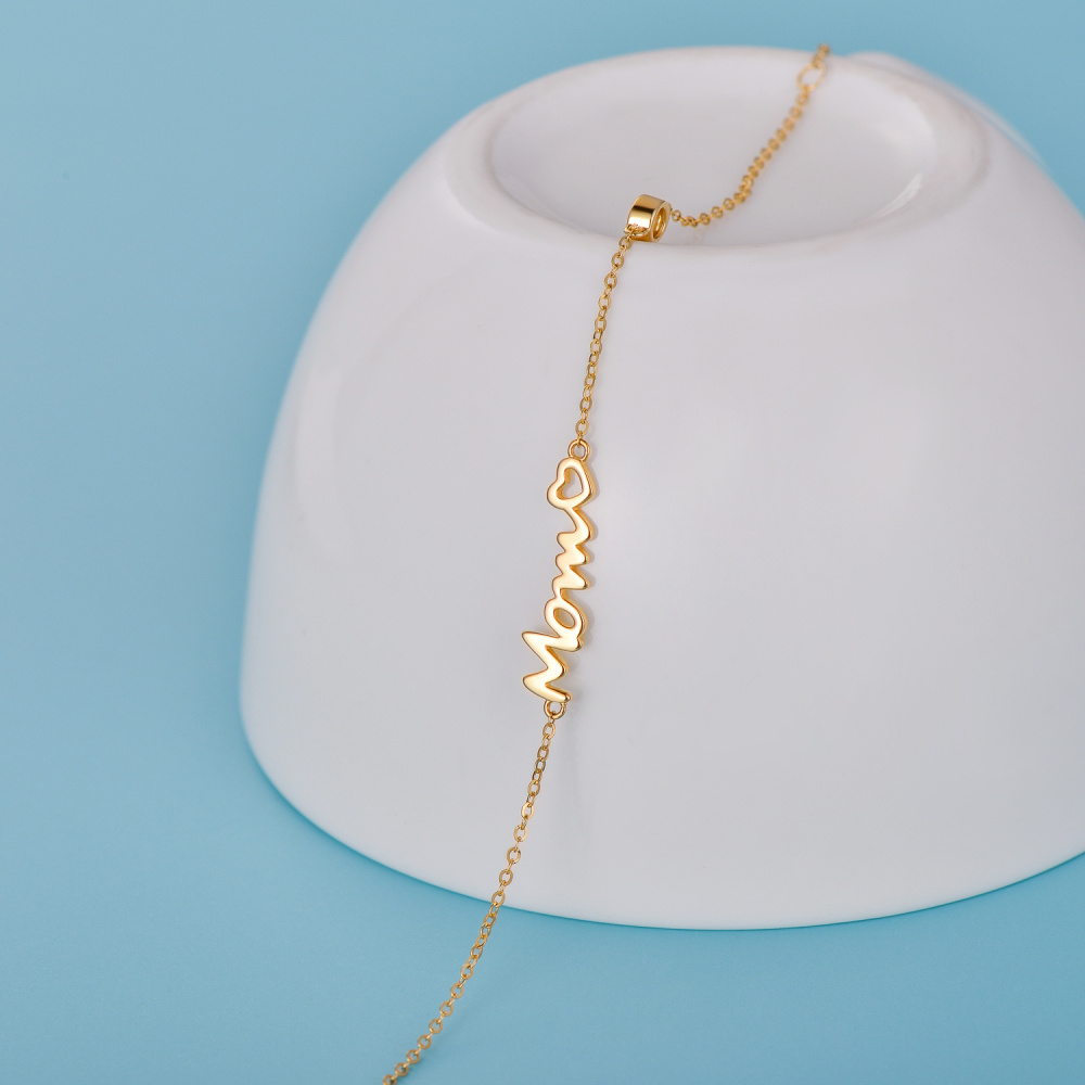 Pulseira de pingente banhada a nome e zircônia cúbica de ouro 10K-4
