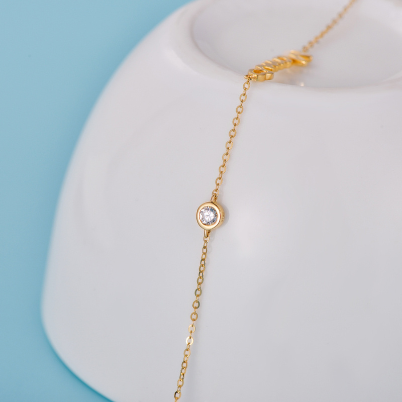 Bransoletka z platyny z cyrkoniami sześciennymi w białym złocie, z personalizowanym, klasycznym zawieszką z imieniem-5