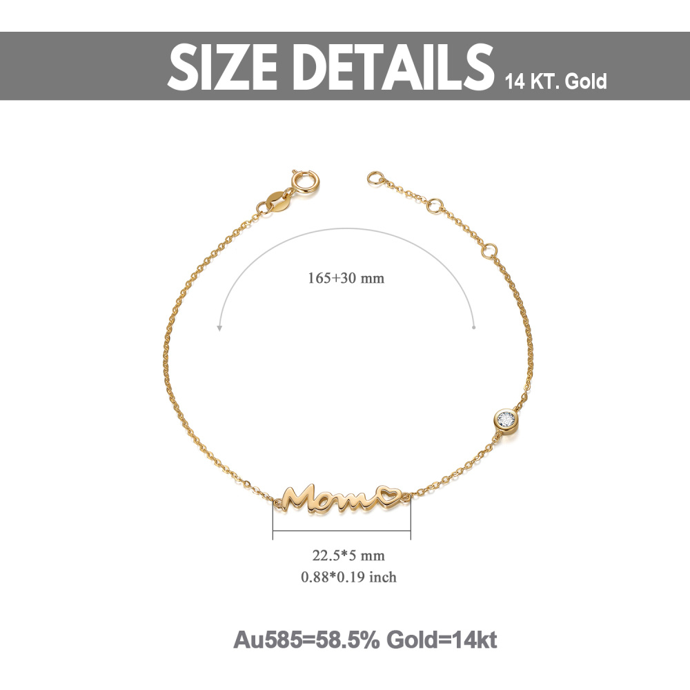 Pulseira de pingente banhada a nome e zircônia cúbica de ouro 10K-6