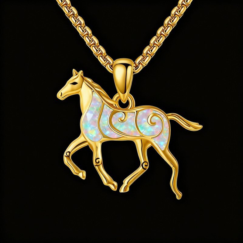 قلادة حصان من الذهب عيار 18 قيراطًا مرصعة بالأوبال-1