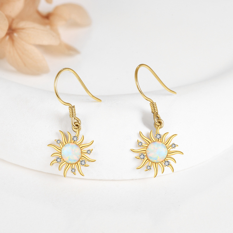 10K Gold Opal Sun Drop Earrings-4
