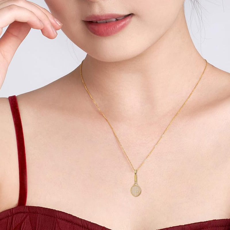 Collar de raqueta de tenis con ópalo y oro de 10 quilates para mujer-2