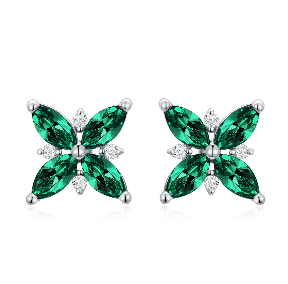 Brincos de pino de orquídea de zircônia cúbica de ouro 10K-1