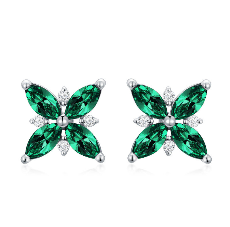 Kolczyki z 18-karatowego złota z cyrkonią w kształcie orchidei-1