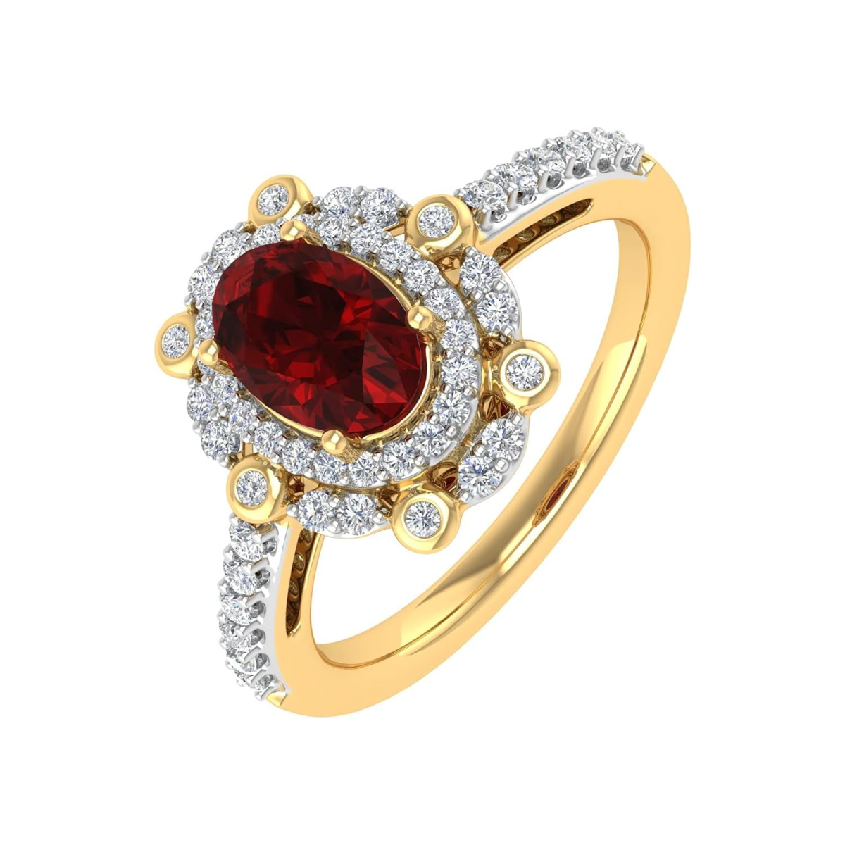 Anillo de compromiso personalizado de oro de 18 quilates con corte ovalado y piedras preciosas para aniversario.-1