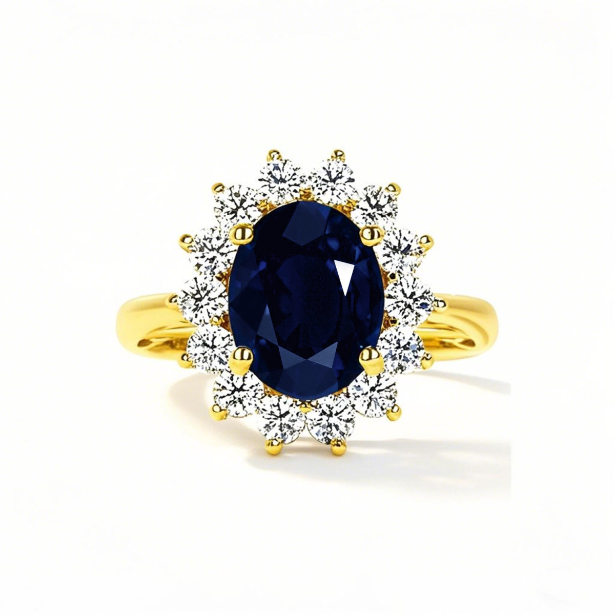 Anillo de compromiso personalizado de oro de 18 quilates con corte ovalado y piedras preciosas para aniversario.-1