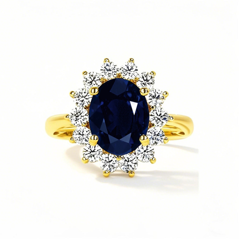 Pierścionek zaręczynowy z owalnym szlifem 14K ze złota, pierścionek rocznicowy z kamieniem szlachetnym-1