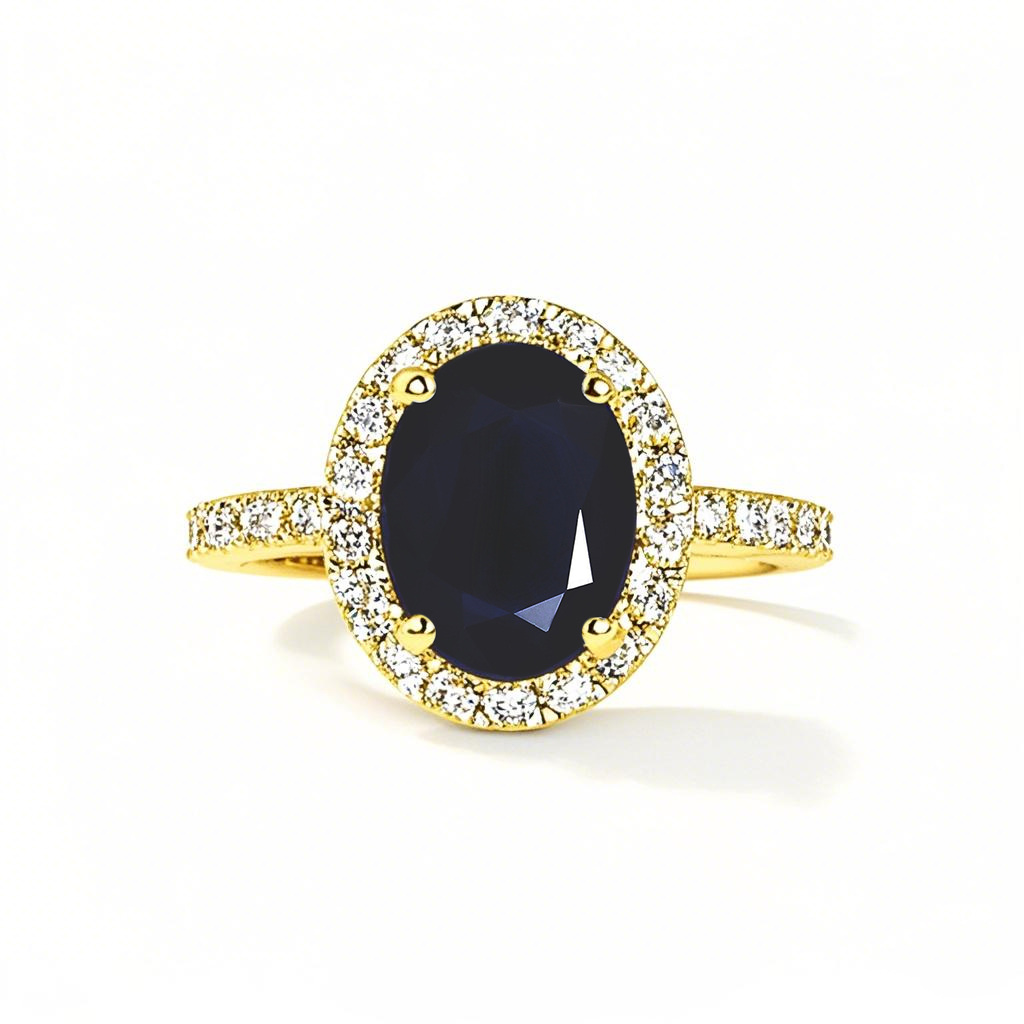 Anillo de compromiso personalizado de oro de 18 quilates con corte ovalado y piedras preciosas-1