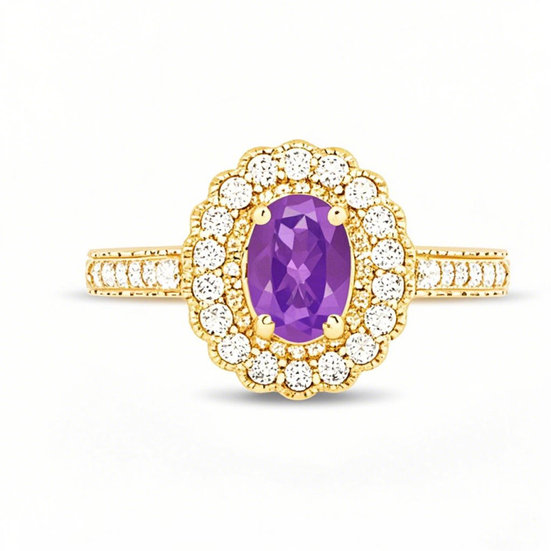 18K Gold Oval Cut Custom Engagement Ring Gemstone Rings-1