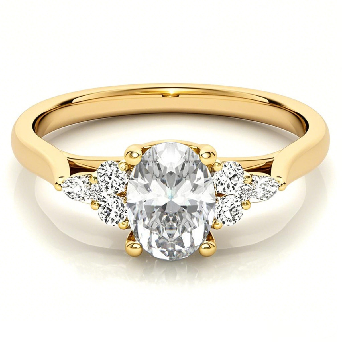 10K gouden ovaal geslepen halo moissanite verlovingsring-1