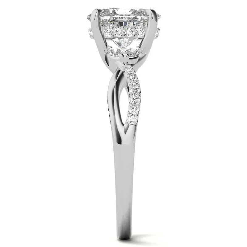 18K Gold Oval Cut Halo Moissanite Engagement Ring-6