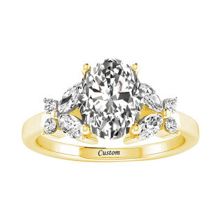 10K Gold Oval Cut Moissanite Customized Name Butterfly Engagement Promise Ring-6