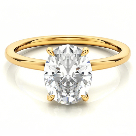 Pierścionek zaręczynowy z owalnym szlifem i moissanitem 10K Gold Solitaire