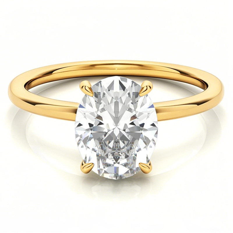 10K Gold Oval Cut Solitaire Moissanite Engagement Ring-1