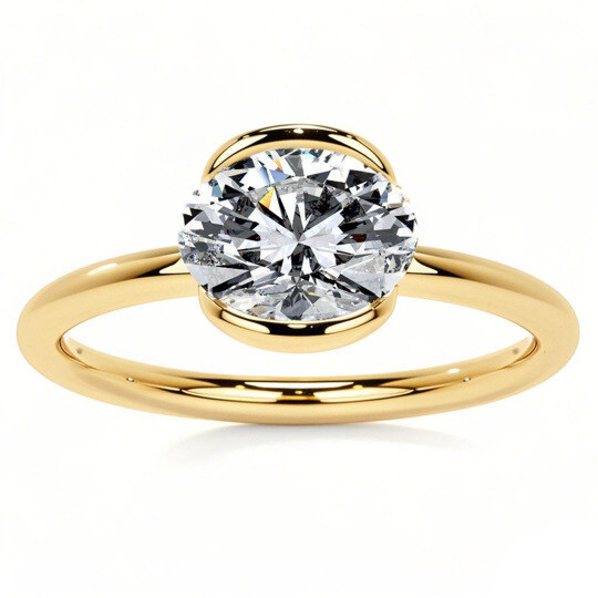 10K Gold Oval Cut Solitaire Moissanite Engagement Ring