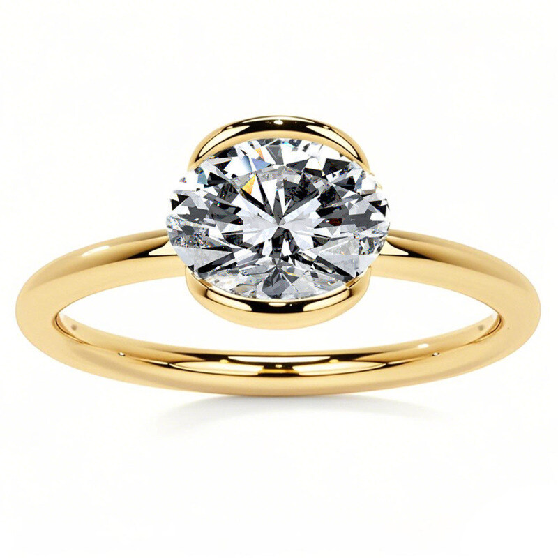 14K Gold Oval Cut Solitaire Moissanite Engagement Ring-1