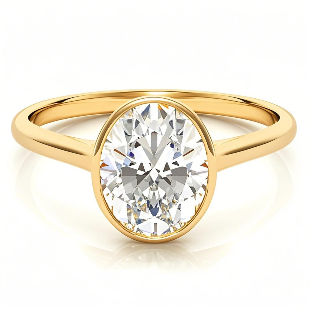 Anillo de compromiso solitario de moissanita de corte ovalado en oro de 10 quilates-1