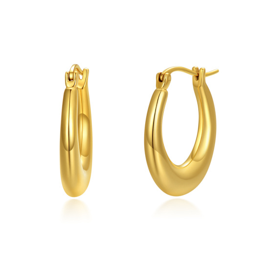 Brincos de argola oval em ouro de 18K