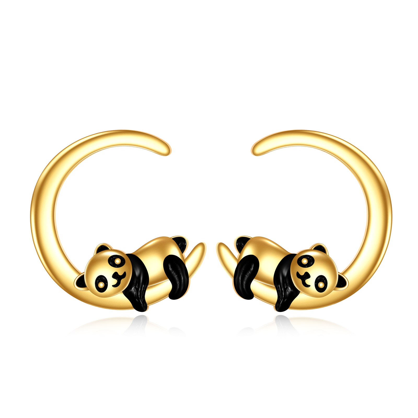 14K Gold Panda Stud… - image