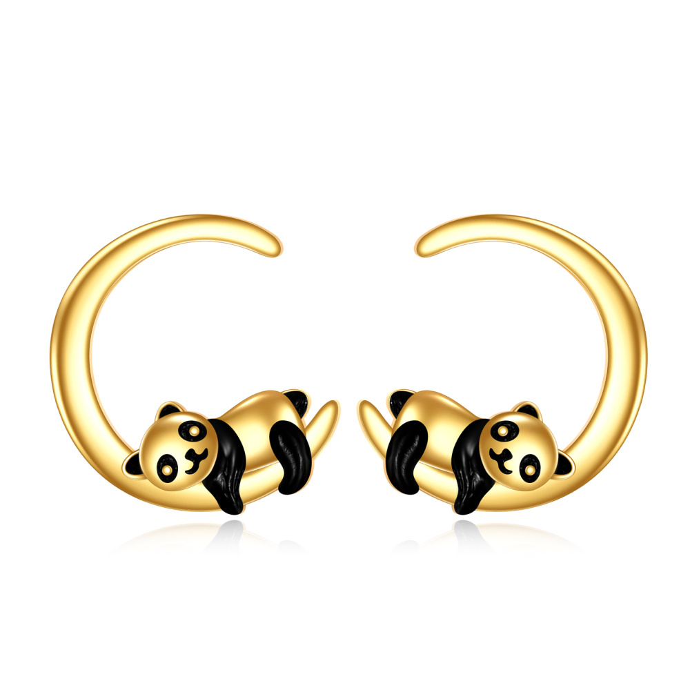 10K Gold Panda Stud Earrings-1