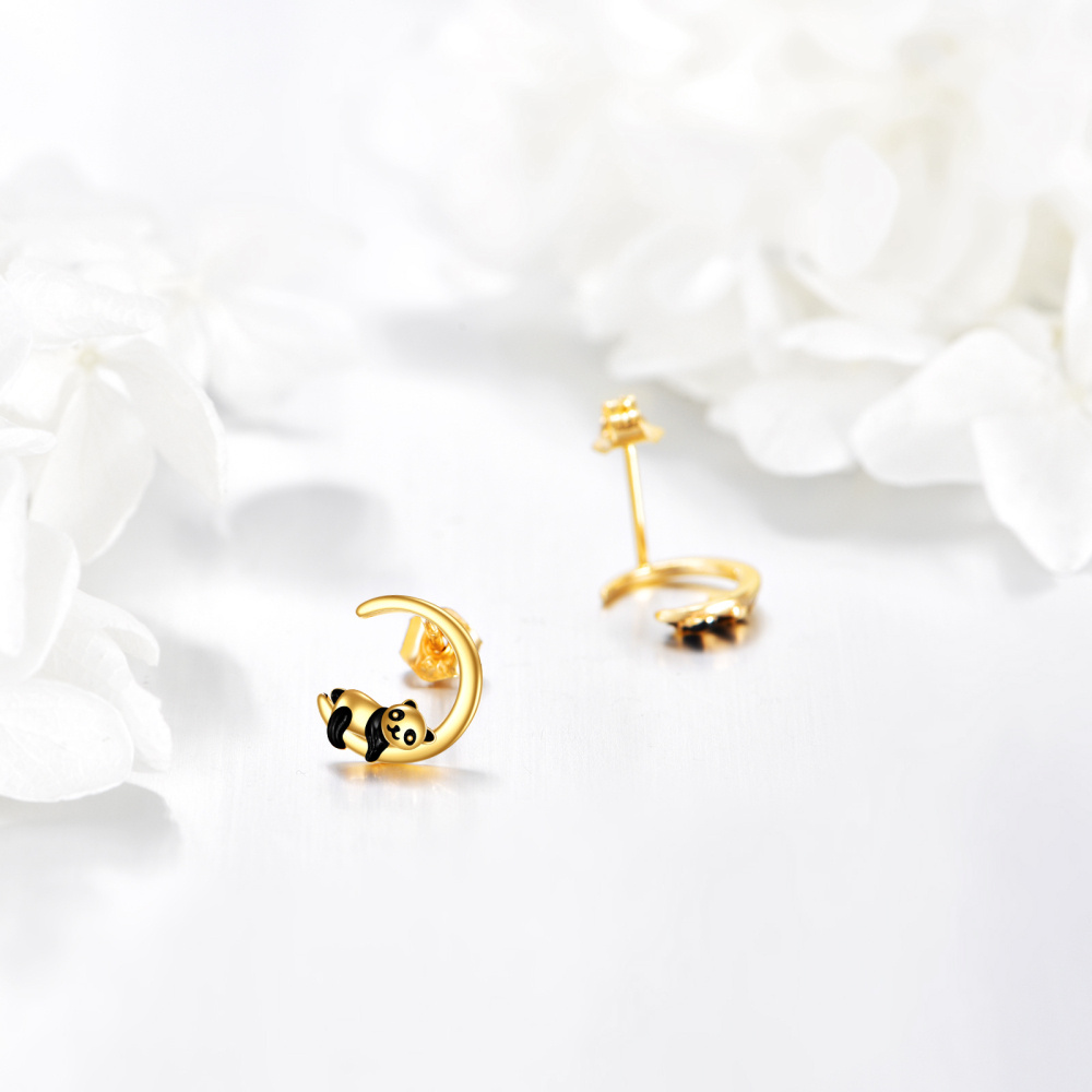 10K Gold Panda Stud Earrings-3