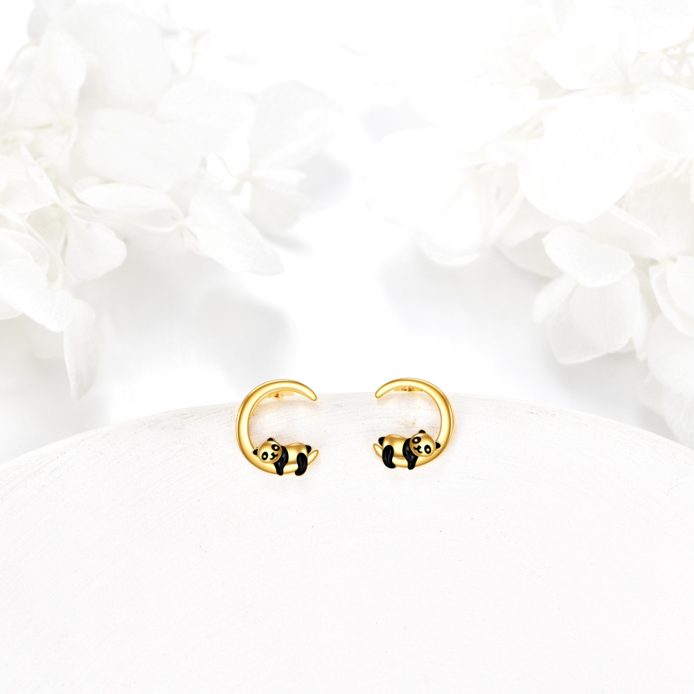 10K Gold Panda Stud Earrings-4