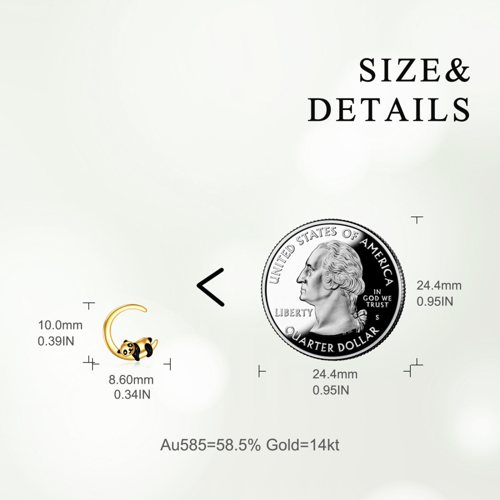 10K Gold Panda Stud Earrings-5
