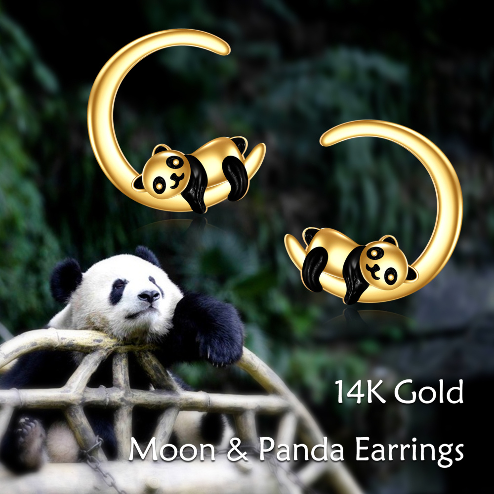 10K Gold Panda Stud Earrings-6