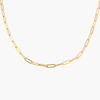 Gold Vermeil Paper Clip Chain Necklace for Women Men-10