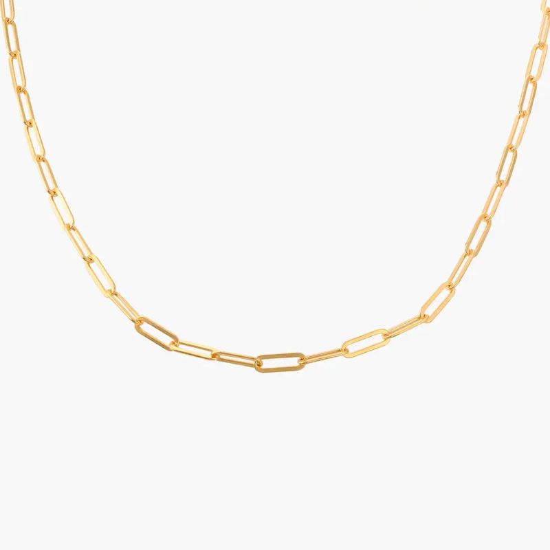 Gold Vermeil Paper Clip Chain Necklace for Women Men-11