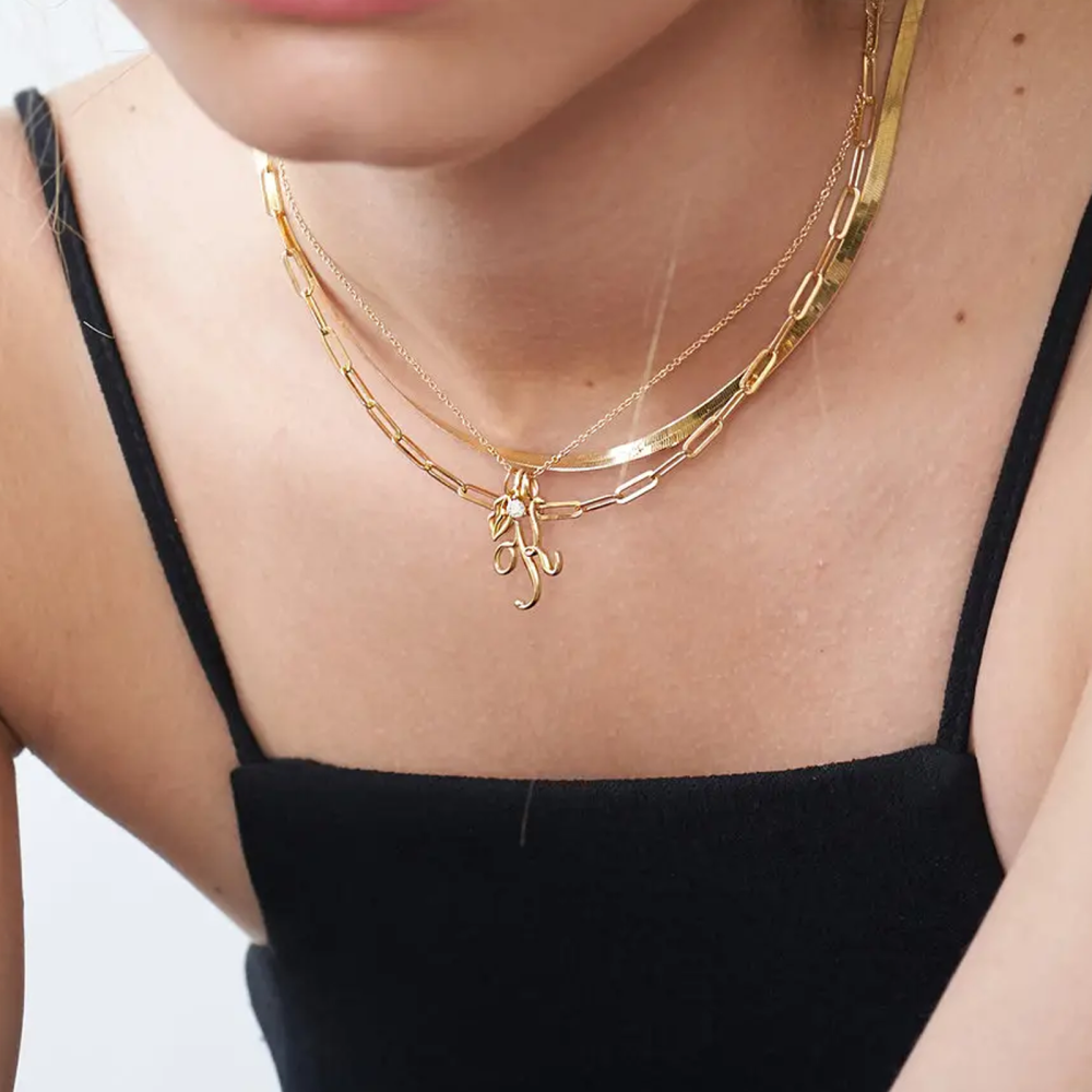 Gouden Vermeil Paperclip Ketting voor Vrouwen Mannen-2