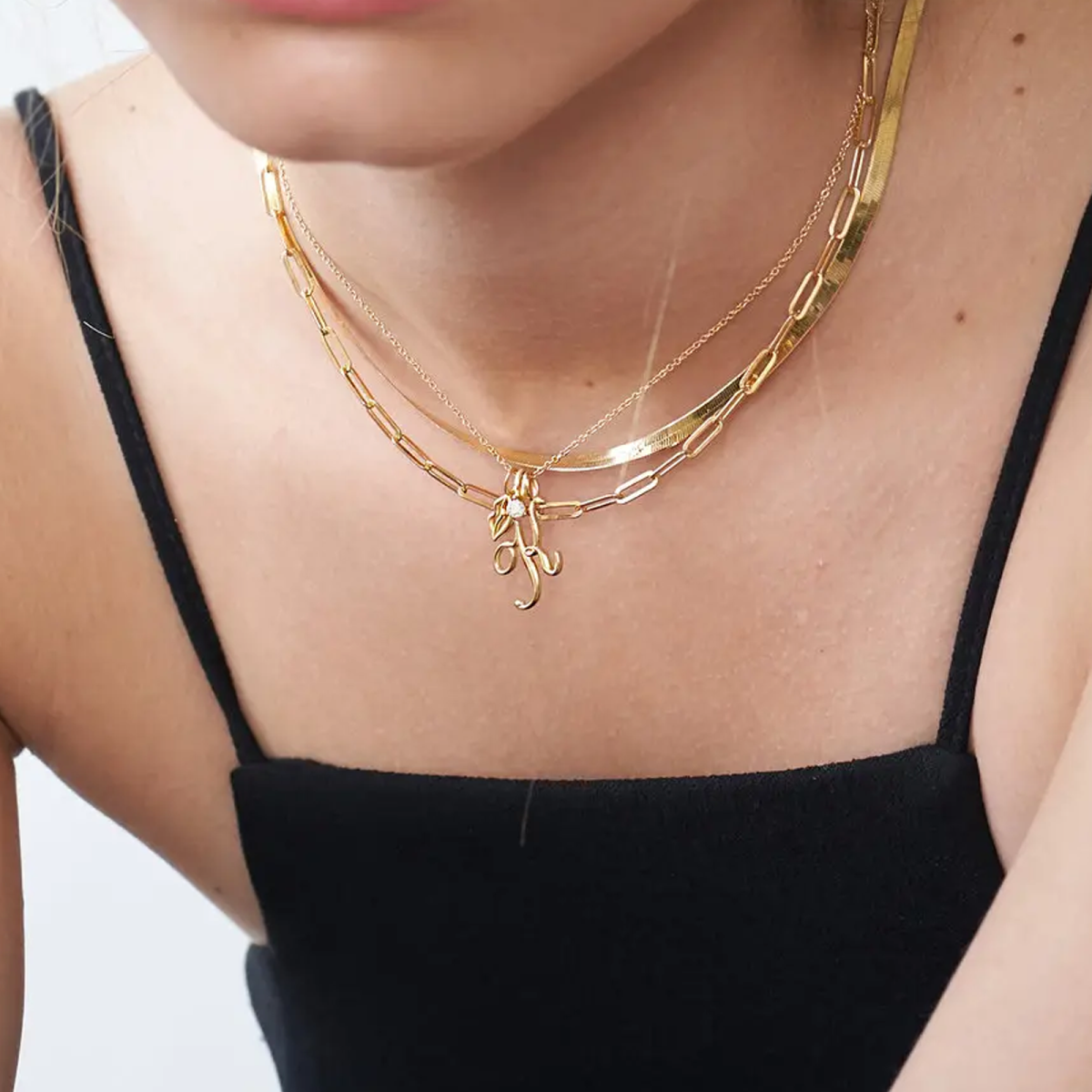 Gold Vermeil Paper Clip Chain Necklace for Women Men-2