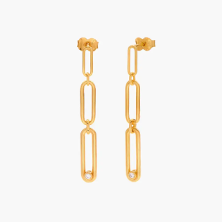 Gold Vermeil Paper Clip Drop Earrings for Women-9