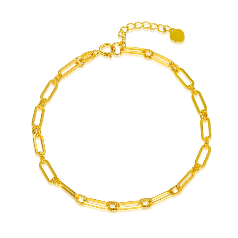 10K Gold Paper Clip Single Chain Anklet-6