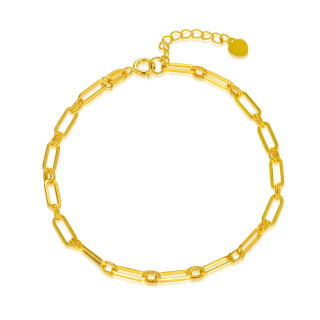 10K Gold Paperclip Chain Bracelet-56