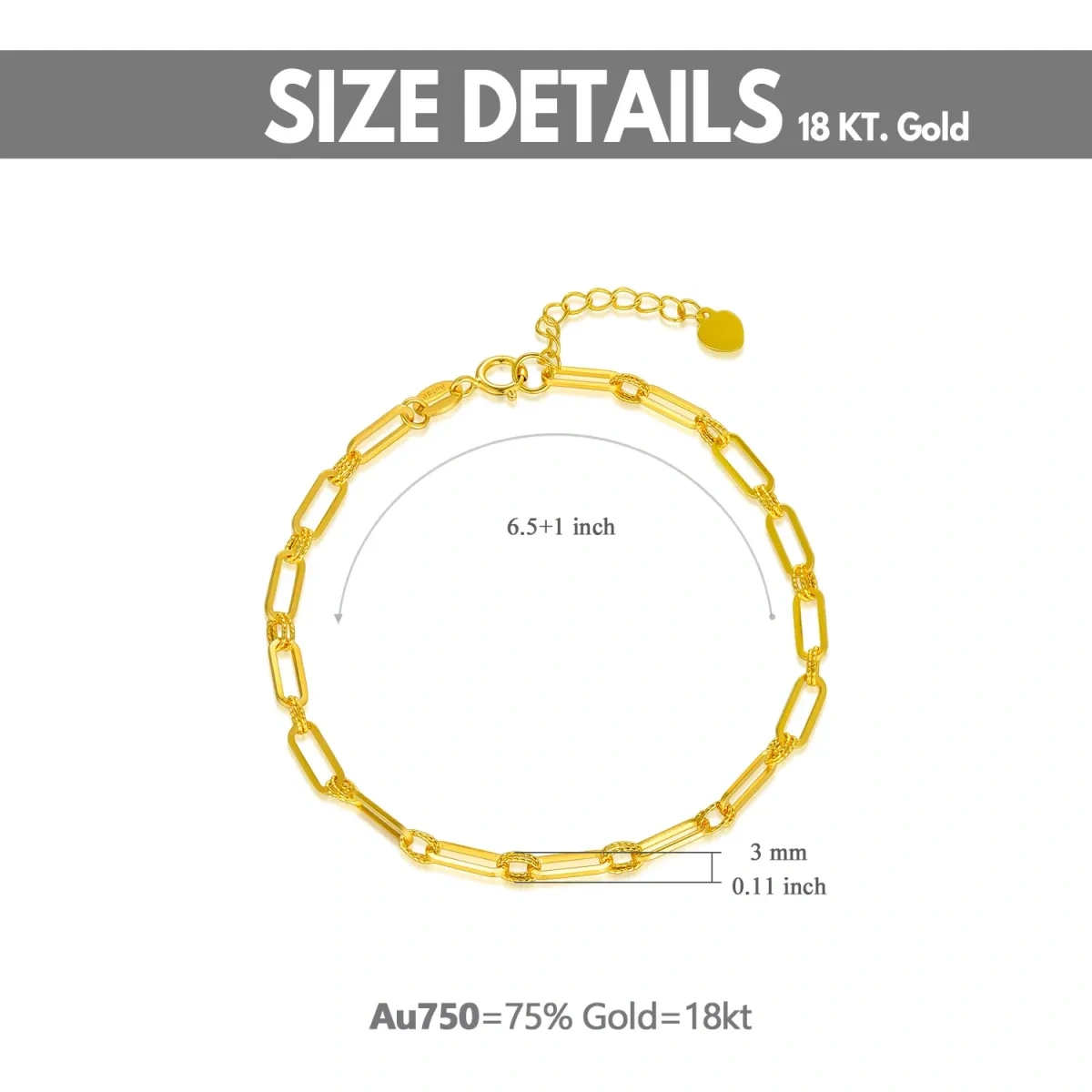 10K Gold Paperclip Chain Bracelet-4