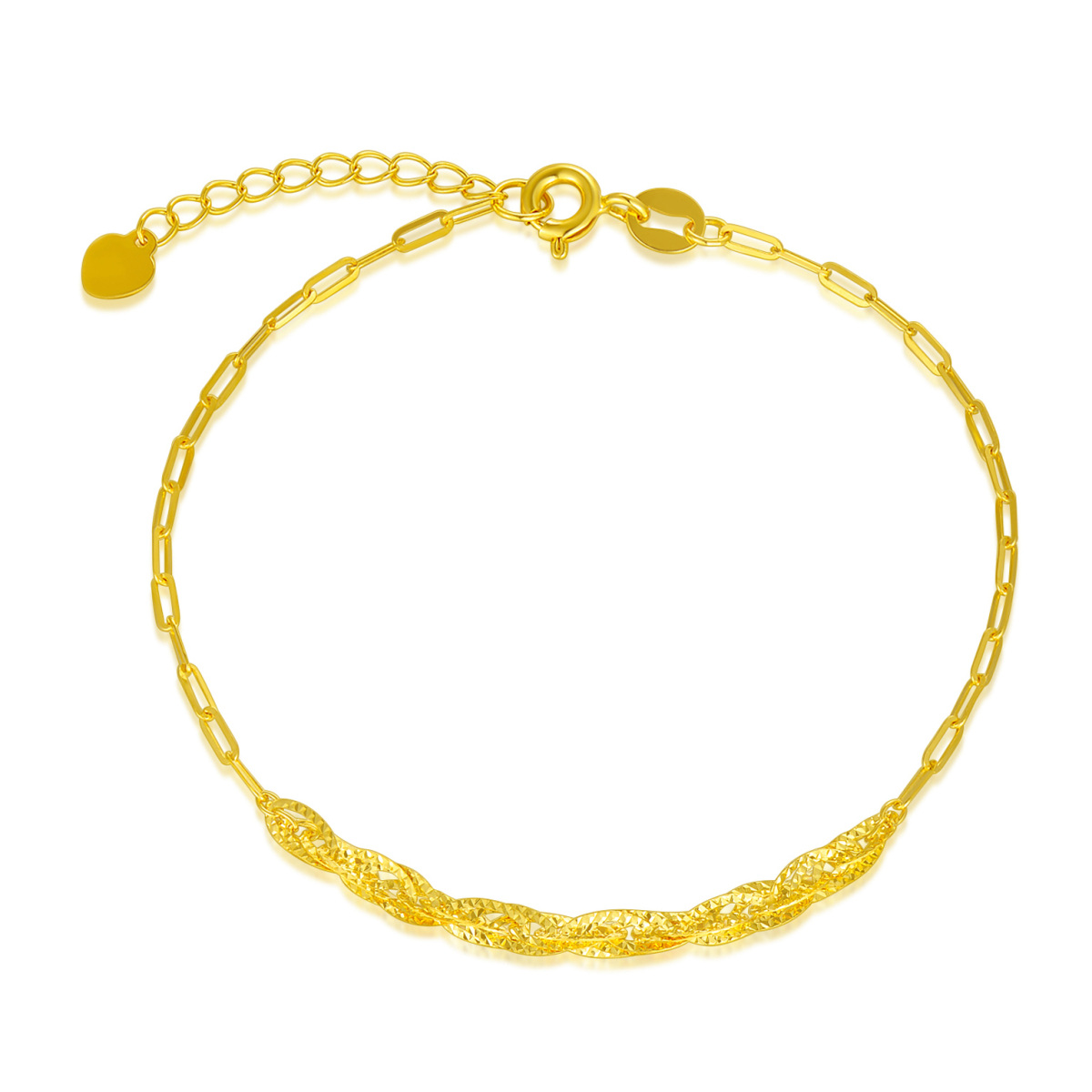 10K Gold Paperclip Chain Bracelet-1