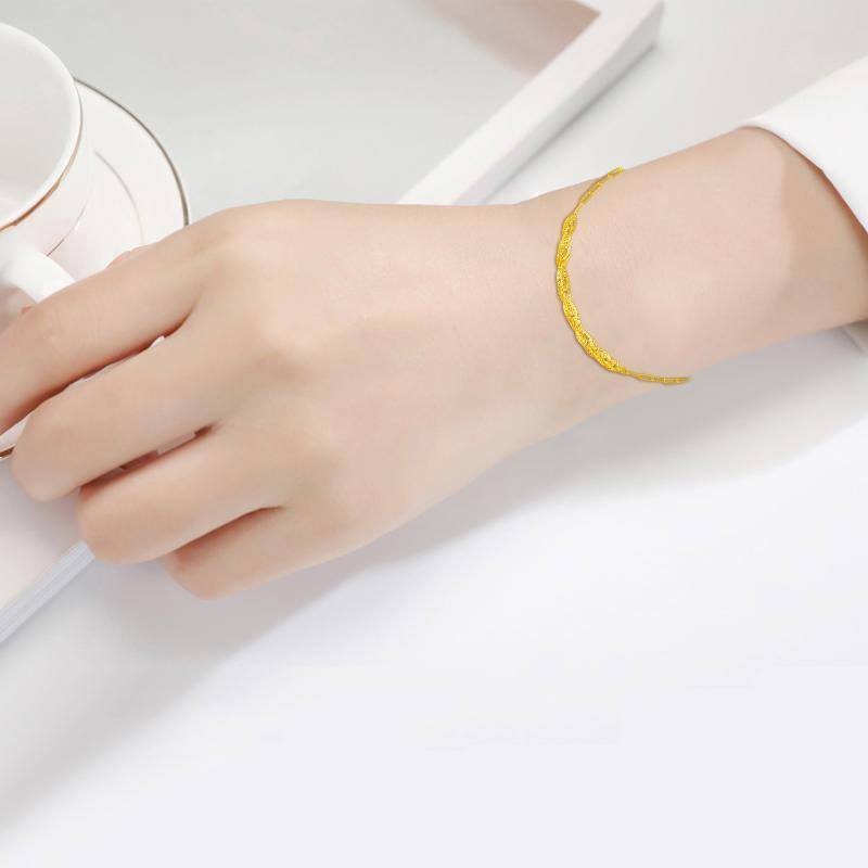 10K Gold Paperclip Chain Bracelet-2