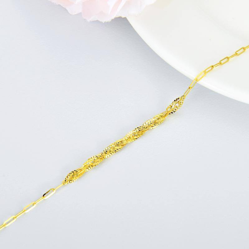 10K Gold Paperclip Chain Bracelet-3