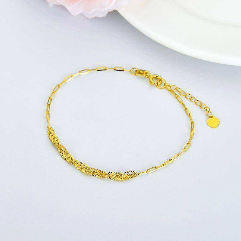 10K Gold Paperclip Chain Bracelet-4