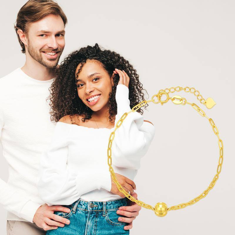 سوار سلسلة مشبك ورق من الذهب عيار 18 قيراطًا-5