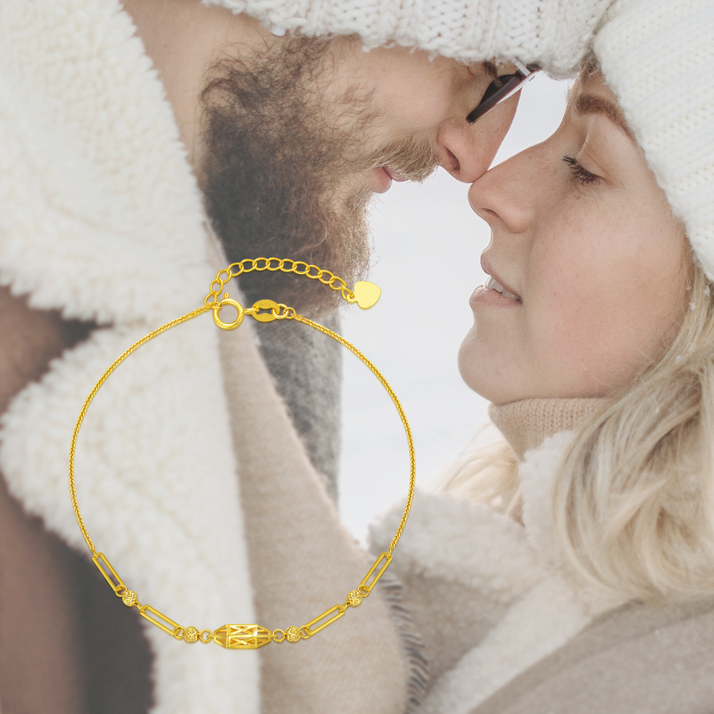 Bransoletka z łańcuszkiem z ogniwami kulkowymi w kształcie kwadratu ze złota 9K-6