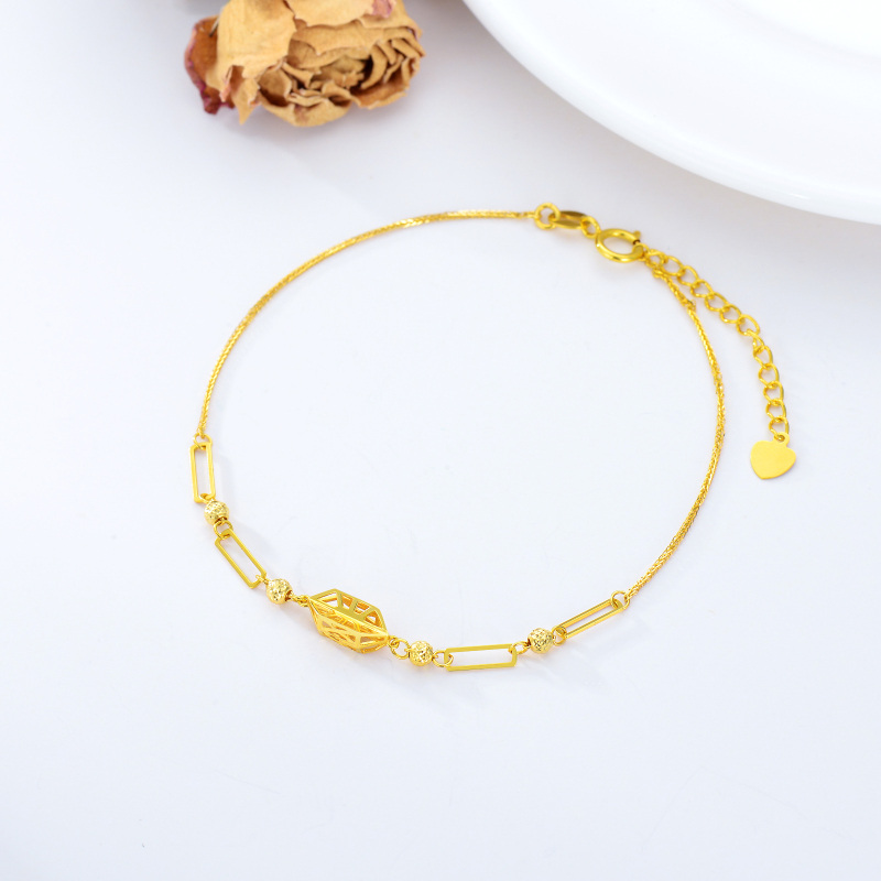 Bransoletka z łańcuszkiem z ogniwami kulkowymi w kształcie kwadratu ze złota 9K-3