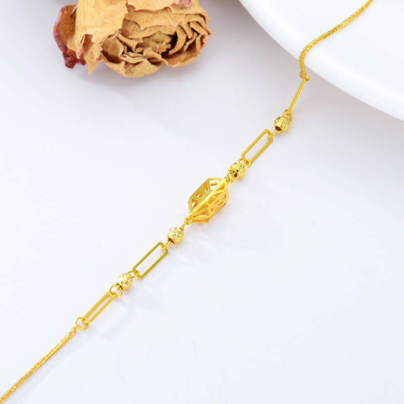 Bransoletka z łańcuszkiem z ogniwami kulkowymi w kształcie kwadratu ze złota 9K-4